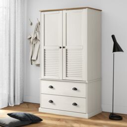 Berkfield Home Wardrobe VIGO White 90x55x176 cm Solid Wood Pine - Size: 90 x 55 x 176 cm