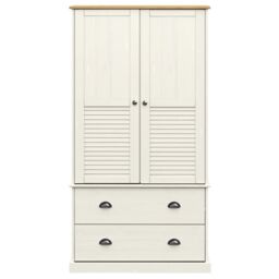 Berkfield Home Wardrobe VIGO White 90x55x176 cm Solid Wood Pine - Size: 90 x 55 x 176 cm - thumbnail 4
