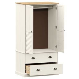 Berkfield Home Wardrobe VIGO White 90x55x176 cm Solid Wood Pine - Size: 90 x 55 x 176 cm - thumbnail 5