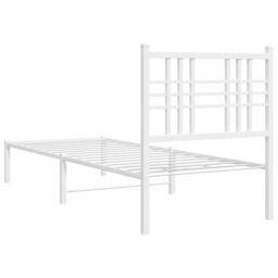Berkfield Home Metal Bed Frame without Mattress with Headboard White 80x200cm - Size: 80x200 cm - thumbnail 6