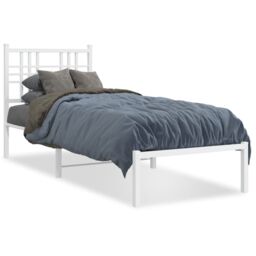 Berkfield Home Metal Bed Frame without Mattress with Headboard White 80x200cm - Size: 80x200 cm - thumbnail 2