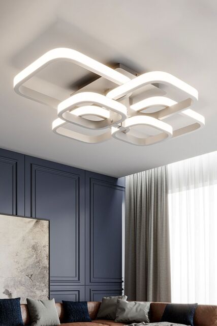 Living and Home Contemporary LED Energy-efficient Light-adjusted Semi Flush Ceiling Light in White - image 1