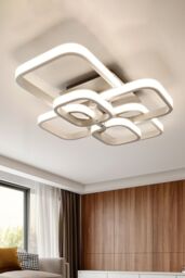 Living and Home Contemporary LED Energy-efficient Light-adjusted Semi Flush Ceiling Light in White - thumbnail 2