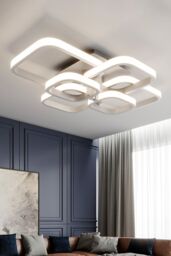 Living and Home Contemporary LED Energy-efficient Light-adjusted Semi Flush Ceiling Light in White - thumbnail 1