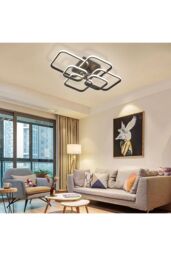 Living and Home Contemporary LED Energy-efficient Light-adjusted Semi Flush Ceiling Light in White - thumbnail 6