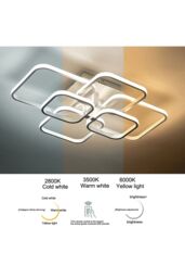 Living and Home Contemporary LED Energy-efficient Light-adjusted Semi Flush Ceiling Light in White - thumbnail 3