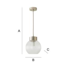ValueLights Maddison Ribbed Glass Shade Metallic Cap Ceiling Pendant Light & Bulb in Silver - thumbnail 7