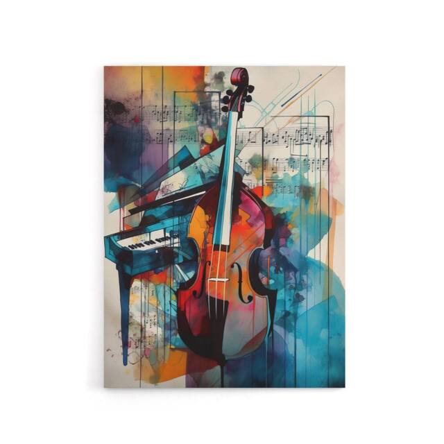 "Artery8 Abstract Notes Violin & Piano Canvas Wall Art Print - Size: W18"" x H24""" - image 1