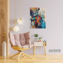 "Artery8 Abstract Notes Violin & Piano Canvas Wall Art Print - Size: W18"" x H24""" - thumbnail 3
