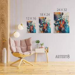 "Artery8 Abstract Notes Violin & Piano Canvas Wall Art Print - Size: W18"" x H24""" - thumbnail 4