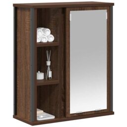 Berkfield Home Bathroom Wall Cabinet with Mirror Brown Oak 50x21x60 cm - Size: 50 x 21 x 60 cm - thumbnail 4