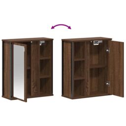Berkfield Home Bathroom Wall Cabinet with Mirror Brown Oak 50x21x60 cm - Size: 50 x 21 x 60 cm - thumbnail 9