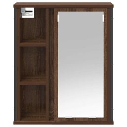 Berkfield Home Bathroom Wall Cabinet with Mirror Brown Oak 50x21x60 cm - Size: 50 x 21 x 60 cm - thumbnail 6