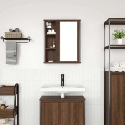 Berkfield Home Bathroom Wall Cabinet with Mirror Brown Oak 50x21x60 cm - Size: 50 x 21 x 60 cm - thumbnail 3
