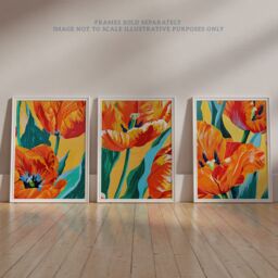 Wee Blue Coo Set of 3 Prints Tulips & Amsterdam Lush Orange Bright Wall Art - Size: A4 - thumbnail 6