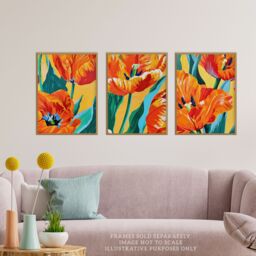 Wee Blue Coo Set of 3 Prints Tulips & Amsterdam Lush Orange Bright Wall Art - Size: A4 - thumbnail 2