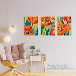 Wee Blue Coo Set of 3 Prints Tulips & Amsterdam Lush Orange Bright Wall Art - Size: A4 - thumbnail 3
