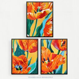 Wee Blue Coo Set of 3 Prints Tulips & Amsterdam Lush Orange Bright Wall Art - Size: A4 - thumbnail 5