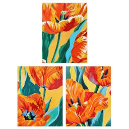 Wee Blue Coo Set of 3 Prints Tulips & Amsterdam Lush Orange Bright Wall Art - Size: A4 - thumbnail 1