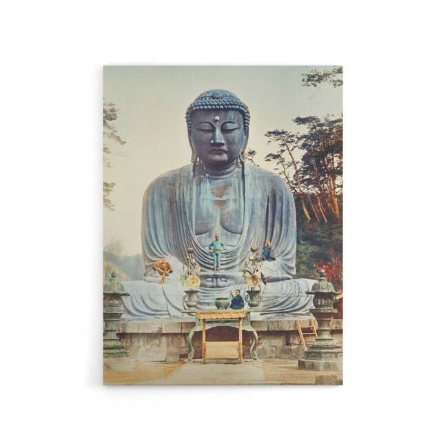 "Artery8 The Bronze Buddha at Kamakura Canvas Wall Art Print Kazumasa in Blue - Size: W18"" x H24""" - image 1