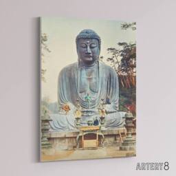 "Artery8 The Bronze Buddha at Kamakura Canvas Wall Art Print Kazumasa in Blue - Size: W18"" x H24""" - thumbnail 2