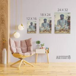"Artery8 The Bronze Buddha at Kamakura Canvas Wall Art Print Kazumasa in Blue - Size: W18"" x H24""" - thumbnail 4