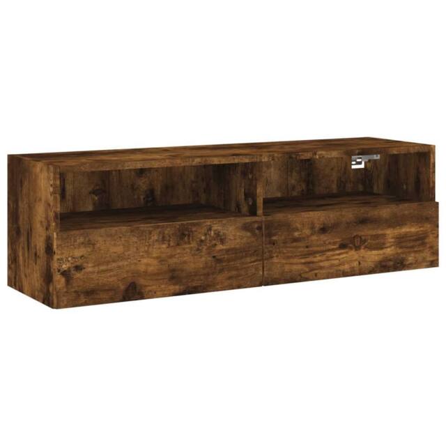Berkfield Home TV Wall Cabinet Smoked Oak 100x30x30 cm Engineered Wood in Brown - Size: 100 x 30 x 30 cm - image 1