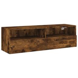 Berkfield Home TV Wall Cabinet Smoked Oak 100x30x30 cm Engineered Wood in Brown - Size: 100 x 30 x 30 cm - thumbnail 1