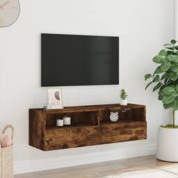 Berkfield Home TV Wall Cabinet Smoked Oak 100x30x30 cm Engineered Wood in Brown - Size: 100 x 30 x 30 cm - thumbnail 3