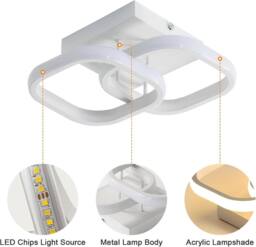 Goeco LED Ceiling Light 22 W Square 3000 K for Bedroom Living Room Kitchen in White - thumbnail 7