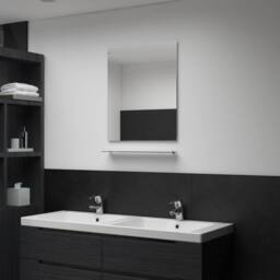 Berkfield Home Wall Mirror with Shelf 50x60 cm Tempered Glass in Silver - thumbnail 1