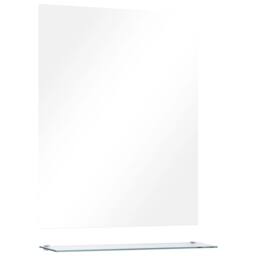 Berkfield Home Wall Mirror with Shelf 50x60 cm Tempered Glass in Silver - thumbnail 2