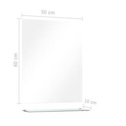 Berkfield Home Wall Mirror with Shelf 50x60 cm Tempered Glass in Silver - thumbnail 6