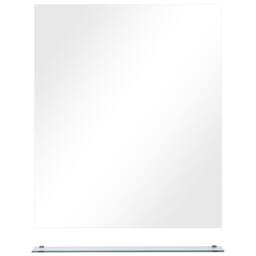 Berkfield Home Wall Mirror with Shelf 50x60 cm Tempered Glass in Silver - thumbnail 3