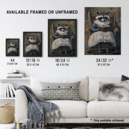 "Artery8 Raccoon Reading Bedtime Story on Rocking Chair Framed Art Print in Brown - Size: W12"" x H16""" - thumbnail 3