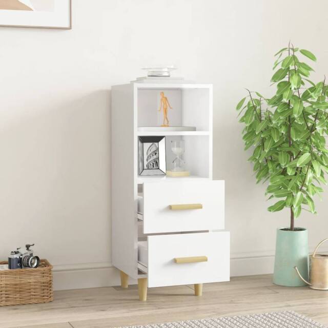 Berkfield Home Sideboard High Gloss White 34.5x34x90 cm Engineered Wood - image 1