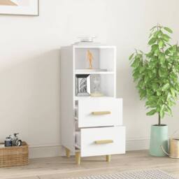Berkfield Home Sideboard High Gloss White 34.5x34x90 cm Engineered Wood - thumbnail 1