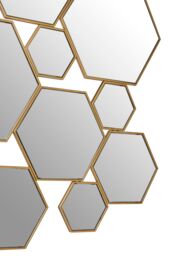 Orsina Gold Finish Wall Mirror, Stylish Hexagonal Design Accent Mirror For Decor, Functional Geometric New Mirror - thumbnail 4