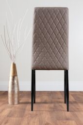 FurnitureboxUK Novara 4 Seater Black Leg Round Glass Dining Table & 4 Milan Faux Leather Black Leg Chairs in Beige - thumbnail 9