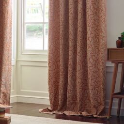Morris & Co Acorn Tonal Fully Lined Matt Jacquard Pencil Pleat Curtains in Red - Size: 168 cm width x 229 cm drop - thumbnail 4
