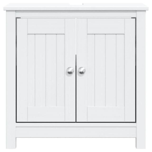 Berkfield Home Beautiful Bathroom Sink Cabinet BERG White 60x34x59 cm Solid Wood Pine - Size: 60 x 34 x 59 cm - image 1