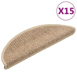 Berkfield Home Stair Mats Self-adhesive Sisal-Look 15 pcs 56x17x3 cm Sand in Beige - Size: Medium - thumbnail 2