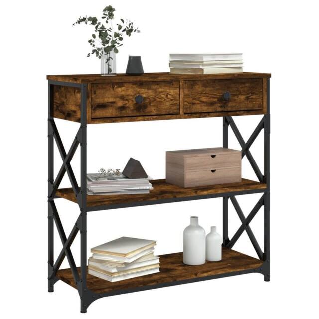 Berkfield Home Decorative Console Table Smoked Oak 75x28x75 cm Engineered Wood in Brown - Size: 75 x 28 x 75 cm - image 1