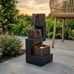 Garden Greatness Lunaria Stacked Blocks Solar Water Fountain - Size: 1 Pack