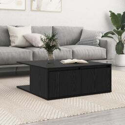 Berkfield Home Coffee Table Black oak 80 x 80 x 31 cm Engineered wood - thumbnail 1