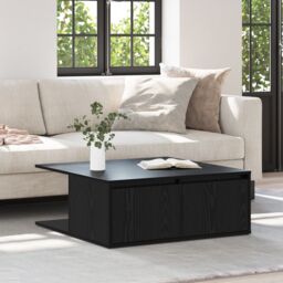 Berkfield Home Coffee Table Black oak 80 x 80 x 31 cm Engineered wood - thumbnail 4