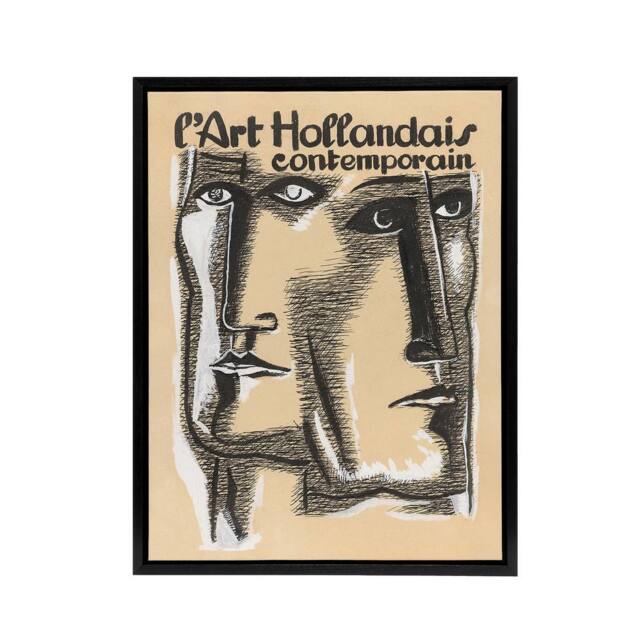 "Artery8 Contemporary Dutch Art Book Cover Leo Gestel Black Framed Canvas Art in Beige - Size: W18"" x H24""" - image 1