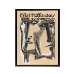 "Artery8 Contemporary Dutch Art Book Cover Leo Gestel Black Framed Canvas Art in Beige - Size: W18"" x H24""" - thumbnail 1