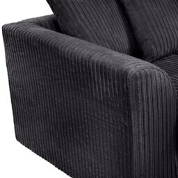 LUXURY LIFE Dylan Jumbo Cord Fabric Sofa Set in Black - thumbnail 4