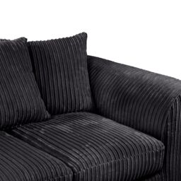 LUXURY LIFE Dylan Jumbo Cord Fabric Sofa Set in Black - thumbnail 3